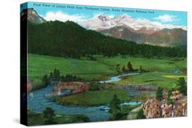 Rocky Mt. National Park, Colorado - View of Long's Peak from Thompson Canyon, c.1938-Lantern Press-Stretched Canvas