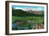 Rocky Mt. National Park, Colorado - View of Long's Peak from Thompson Canyon, c.1938-Lantern Press-Framed Art Print