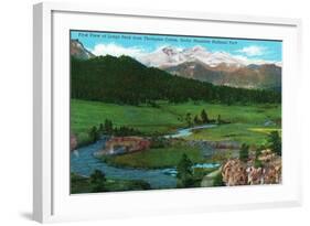 Rocky Mt. National Park, Colorado - View of Long's Peak from Thompson Canyon, c.1938-Lantern Press-Framed Art Print