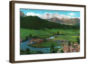 Rocky Mt. National Park, Colorado - View of Long's Peak from Thompson Canyon, c.1938-Lantern Press-Framed Art Print