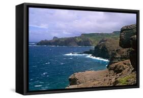 Rocky Northwest Maui Shoreline-George Oze-Framed Stretched Canvas