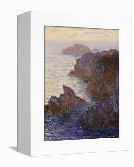 Rocky Point at Port-Goulphar-Claude Monet-Framed Stretched Canvas