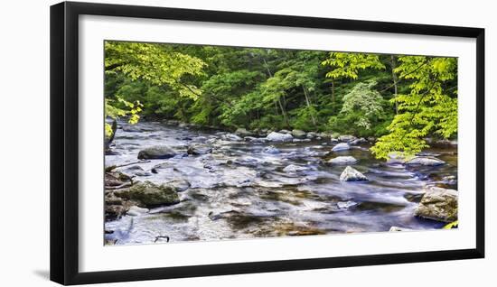 Rocky River in Lush Forest, New Jersey-George Oze-Framed Photographic Print