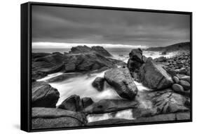 Rocky Seascape Monochrome-Otto du Plessis-Framed Stretched Canvas