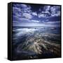 Rocky Shore and Tranquil Sea Against Cloudy Sky, Sardinia, Italy-null-Framed Stretched Canvas