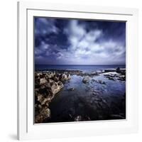 Rocky Shore and Tranquil Sea Against Cloudy Sky, Sardinia, Italy-null-Framed Photographic Print