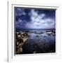 Rocky Shore and Tranquil Sea Against Cloudy Sky, Sardinia, Italy-null-Framed Photographic Print