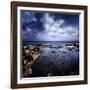 Rocky Shore and Tranquil Sea Against Cloudy Sky, Sardinia, Italy-null-Framed Photographic Print