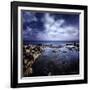 Rocky Shore and Tranquil Sea Against Cloudy Sky, Sardinia, Italy-null-Framed Photographic Print