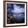 Rocky Shore and Tranquil Sea Against Cloudy Sky, Sardinia, Italy-null-Framed Photographic Print