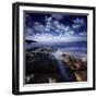 Rocky Shore and Tranquil Sea, Portoscuso, Sardinia, Italy-null-Framed Photographic Print