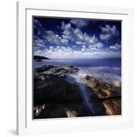 Rocky Shore and Tranquil Sea, Portoscuso, Sardinia, Italy-null-Framed Photographic Print