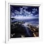 Rocky Shore and Tranquil Sea, Portoscuso, Sardinia, Italy-null-Framed Photographic Print