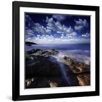 Rocky Shore and Tranquil Sea, Portoscuso, Sardinia, Italy-null-Framed Photographic Print