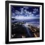 Rocky Shore and Tranquil Sea, Portoscuso, Sardinia, Italy-null-Framed Photographic Print