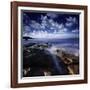 Rocky Shore and Tranquil Sea, Portoscuso, Sardinia, Italy-null-Framed Photographic Print