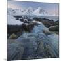 Rocky Shore Next to Vareid (Village) in Direction to Flakstad (Municipality), Stortinden (Mountain-Rainer Mirau-Mounted Photographic Print