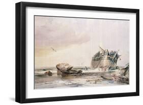 Rocky Shore, with Dismantled Vessel-George the Elder Chambers-Framed Giclee Print