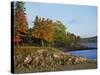 Rocky Shoreline and Trees at the Scenic Harbour, Bar Harbour, Maine, New England, USA-Amanda Hall-Stretched Canvas