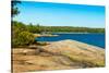 Rocky shoreline at the Killbear Provincial Park, Ontario, Canada-null-Stretched Canvas