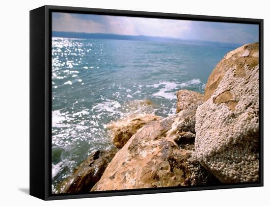 Rocky Shoreline with Salt Crystals, Dead Sea, Jordan-Cindy Miller Hopkins-Framed Stretched Canvas