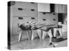 Rocky Stensrud, Jr., Using Children's Chairs in a Home to Make a Train Upon Which He Can Sleep-Joe Scherschel-Stretched Canvas