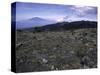 Rocky Terrain with Mountain in the Distance, Kilimanjaro-Michael Brown-Stretched Canvas