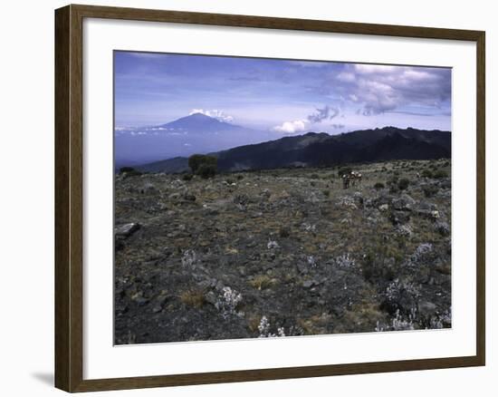 Rocky Terrain with Mountain in the Distance, Kilimanjaro-Michael Brown-Framed Photographic Print