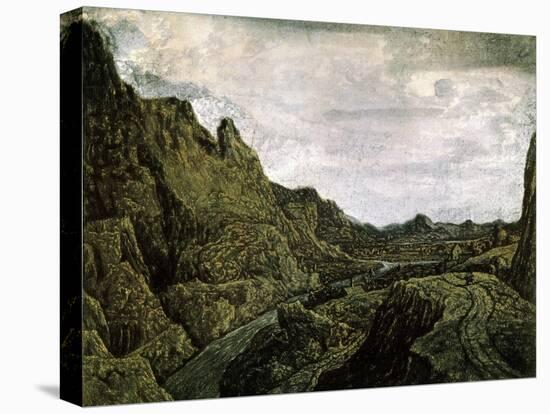Rocky Valley with a Road, 17th Century-Hercules Seghers-Stretched Canvas