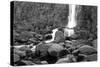 Rocky Water Falll in Black and White.-Hannamariah-Stretched Canvas