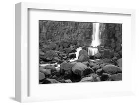 Rocky Water Falll in Black and White.-Hannamariah-Framed Photographic Print