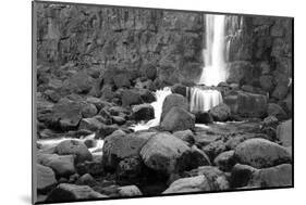 Rocky Water Falll in Black and White.-Hannamariah-Mounted Photographic Print