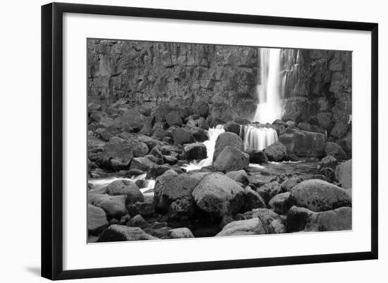 Rocky Water Falll in Black and White.-Hannamariah-Framed Photographic Print