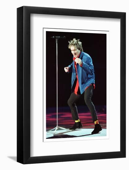 Rod Stewart in Concert in Keil Germany December 1998 on Stage Microphone Dancing-null-Framed Photographic Print