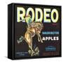 Rodeo Apple Label - Wenatchee, WA-Lantern Press-Framed Stretched Canvas