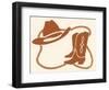 Rodeo, Cowboy Boots, Hat and Rope-Crockett Collection-Framed Giclee Print