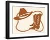 Rodeo, Cowboy Boots, Hat and Rope-Crockett Collection-Framed Giclee Print