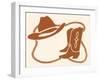 Rodeo, Cowboy Boots, Hat and Rope-Crockett Collection-Framed Giclee Print