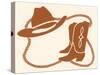 Rodeo, Cowboy Boots, Hat and Rope-Crockett Collection-Stretched Canvas