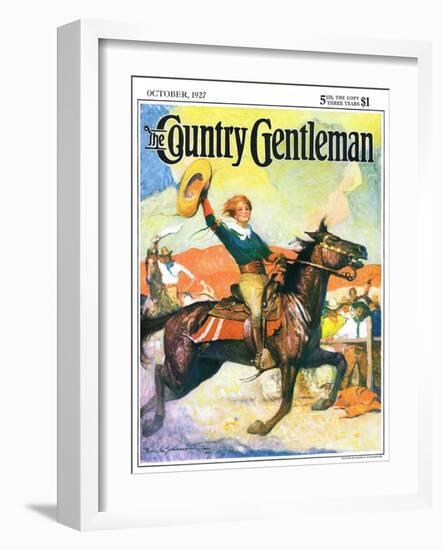 "Rodeo Riders," Country Gentleman Cover, October 1, 1927-Frank Schoonover-Framed Giclee Print