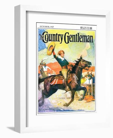 "Rodeo Riders," Country Gentleman Cover, October 1, 1927-Frank Schoonover-Framed Giclee Print