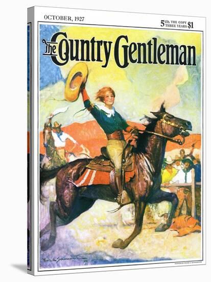 "Rodeo Riders," Country Gentleman Cover, October 1, 1927-Frank Schoonover-Stretched Canvas