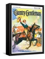 "Rodeo Riders," Country Gentleman Cover, October 1, 1927-Frank Schoonover-Framed Stretched Canvas