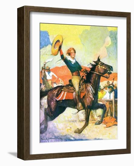 "Rodeo Riders,"October 1, 1927-Frank Schoonover-Framed Giclee Print