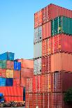 Stack of Cargo Containers at Sunrise in an Intermodal Yard-rodho-Photographic Print