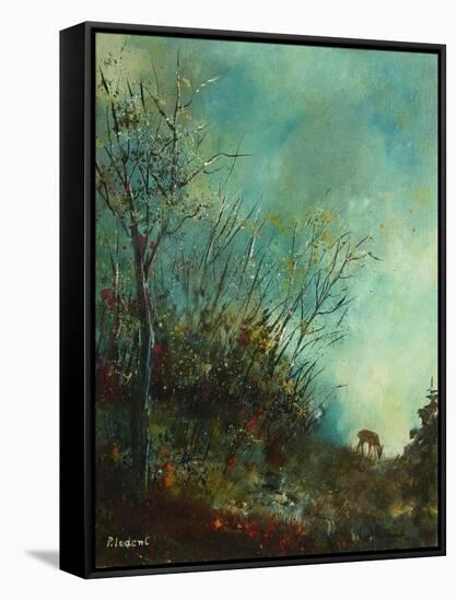 Roe deer  in a september morning-Pol Ledent-Framed Stretched Canvas