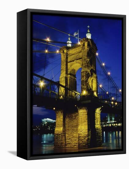 Roebling Suspension Bridge, Cincinnati, Ohio, USA-null-Framed Stretched Canvas