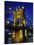 Roebling Suspension Bridge, Cincinnati, Ohio, USA-null-Stretched Canvas