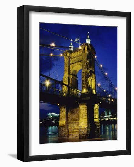 Roebling Suspension Bridge, Cincinnati, Ohio, USA-null-Framed Premium Photographic Print