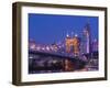 Roebling Suspension Bridge, Ohio River, Cincinnati, Ohio, USA-Walter Bibikow-Framed Photographic Print